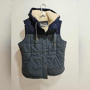 Eddie Bauer sherpa lined vest womens XL blue gray